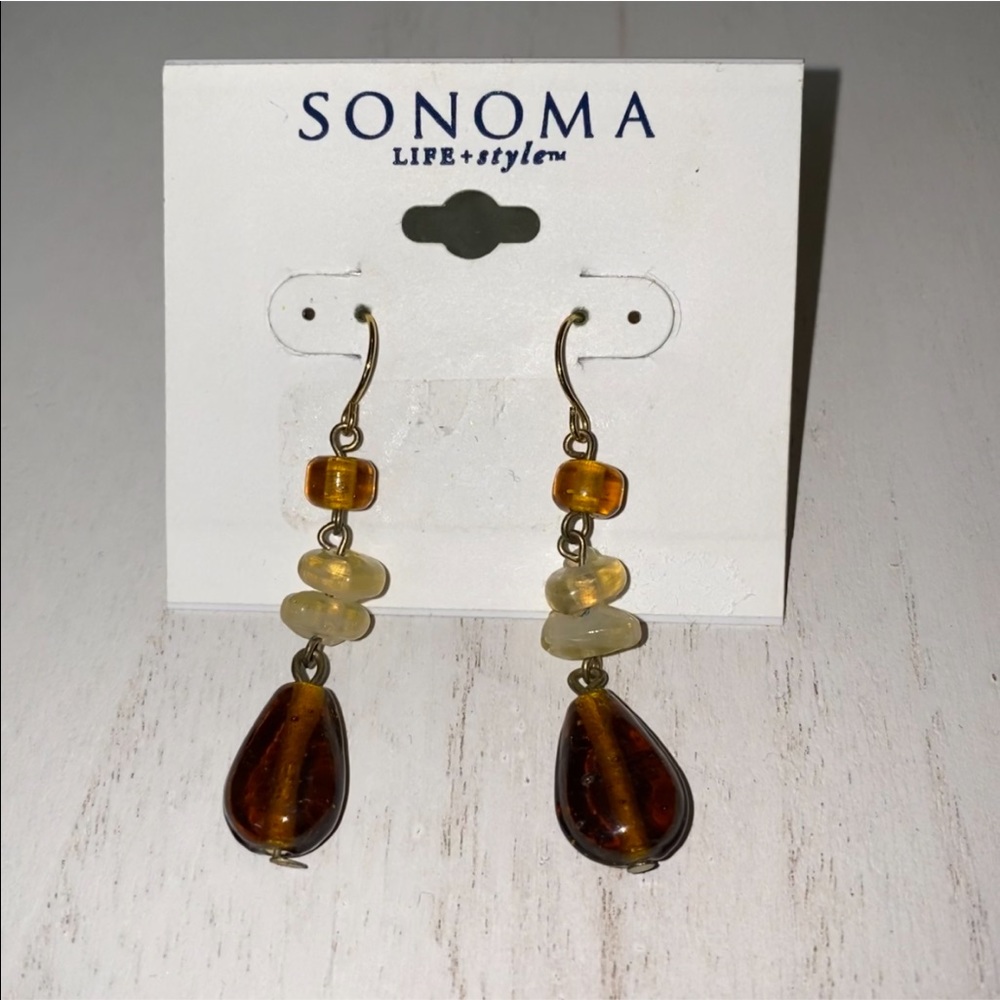 Brown Beaded Drop Earrings🤎